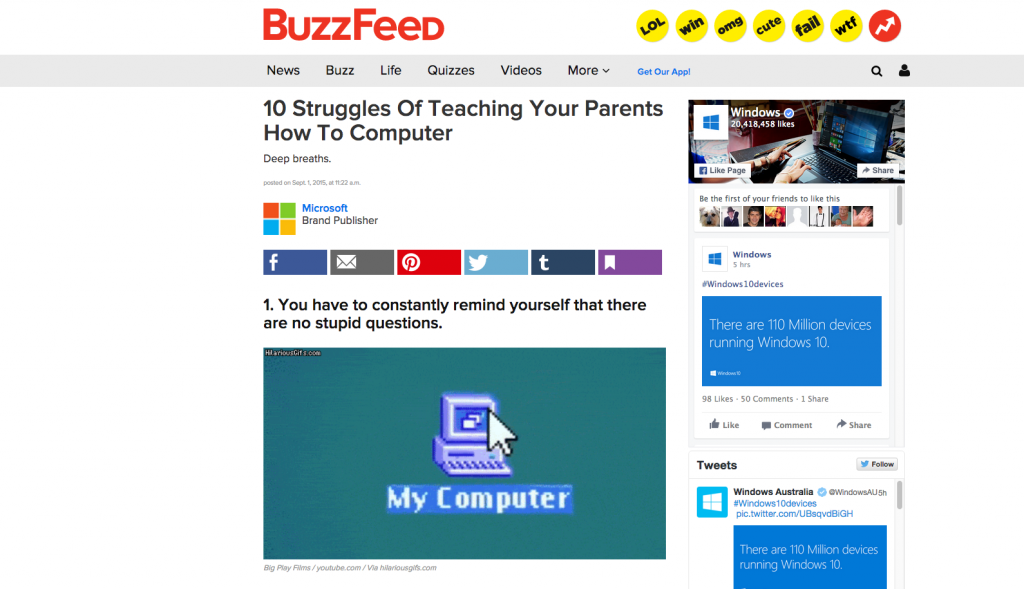 Buzzfeed and Microsoft native advertising