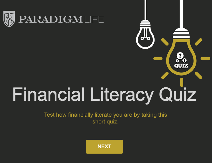 Interactive content - Paradigm financial literacy quiz