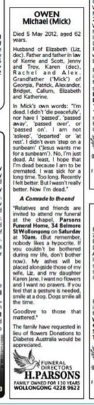 Funeral note